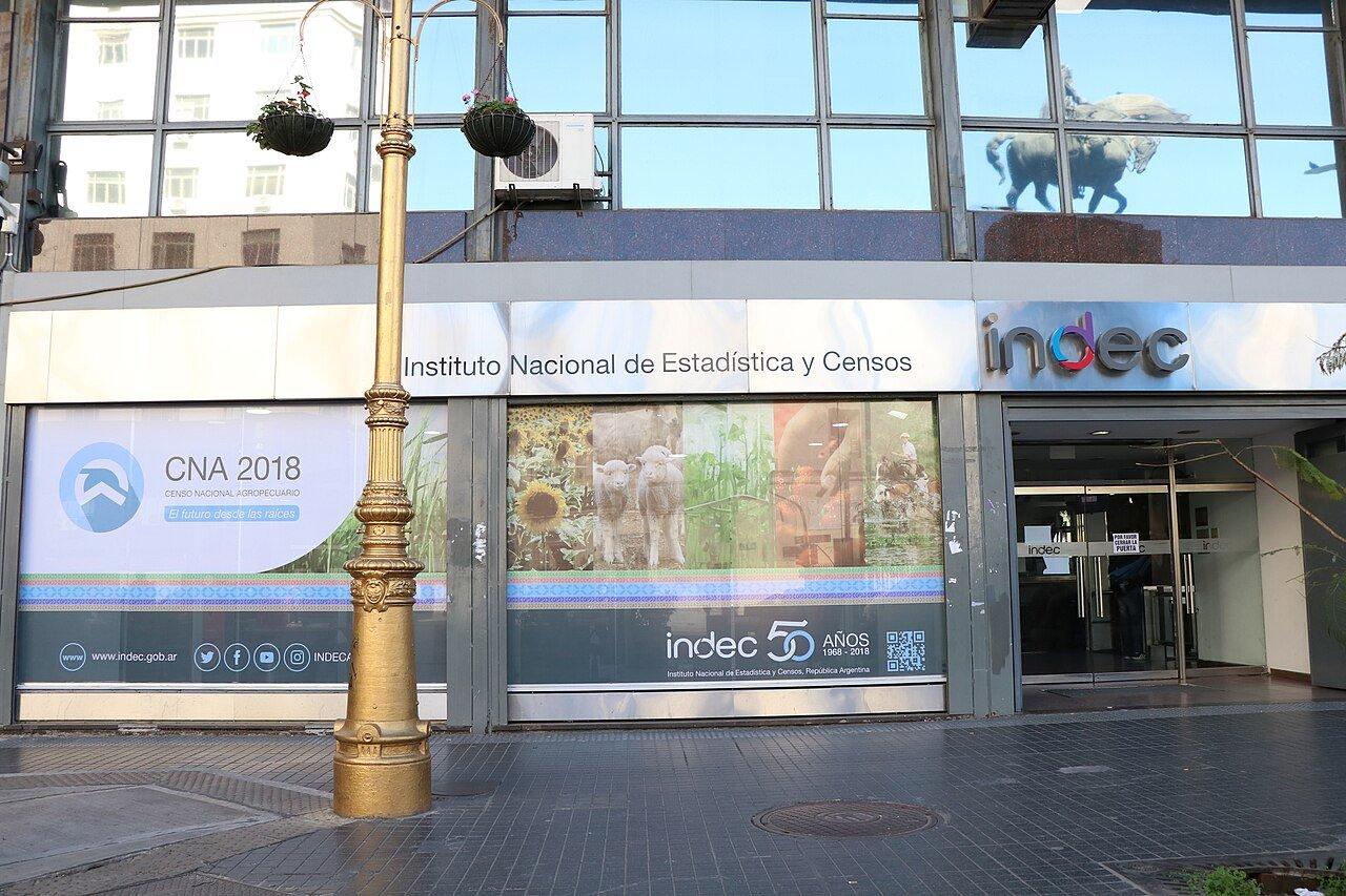 The facade of the Instituto Nacional de Estadística y Censos (INDEC) at Avenida Julio A. Roca 609 in the City of Buenos Aires, in September 2018.