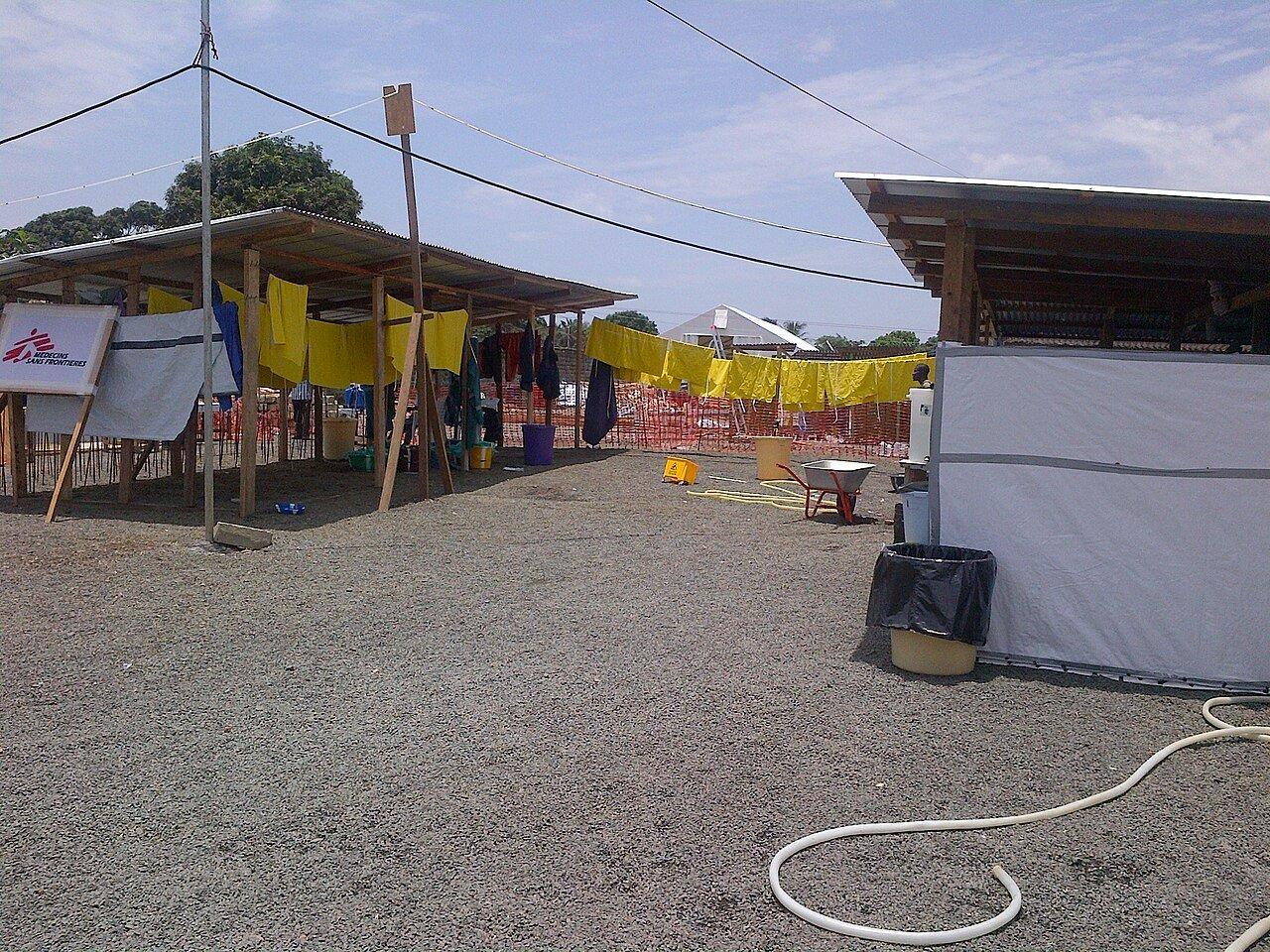Health workers in personal protective equipment at an Ebola treatment unit run by Médecins Sans Frontières in Liberia in 2014.