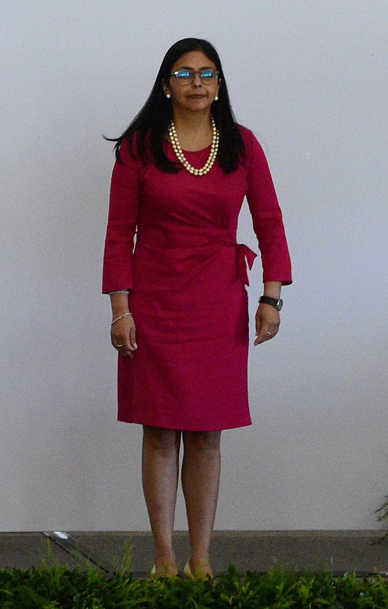 Delcy Rodríguez, então chanceler da Venezuela, durante a 49ª Cúpula do Mercosul em Assunção, no Paraguai, em dezembro de 2015.