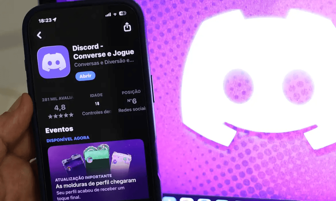Tela com o aplicativo Discord, popular entre adolescentes, em registro feito em Brasília em agosto de 2026.