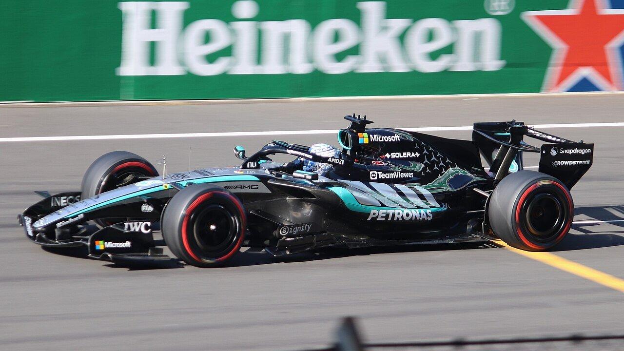 George Russell driving for Mercedes in qualifying at the Chinese Grand Prix in March 2026.