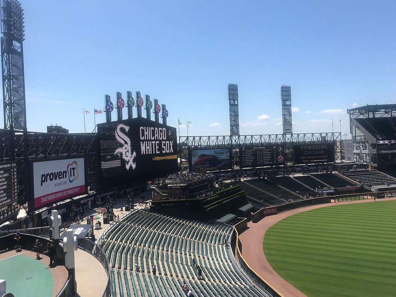 The Chicago White Sox's ballpark on the city's South Side during a game against the New York Mets in 2019, when it was known as Guaranteed Rate Field.