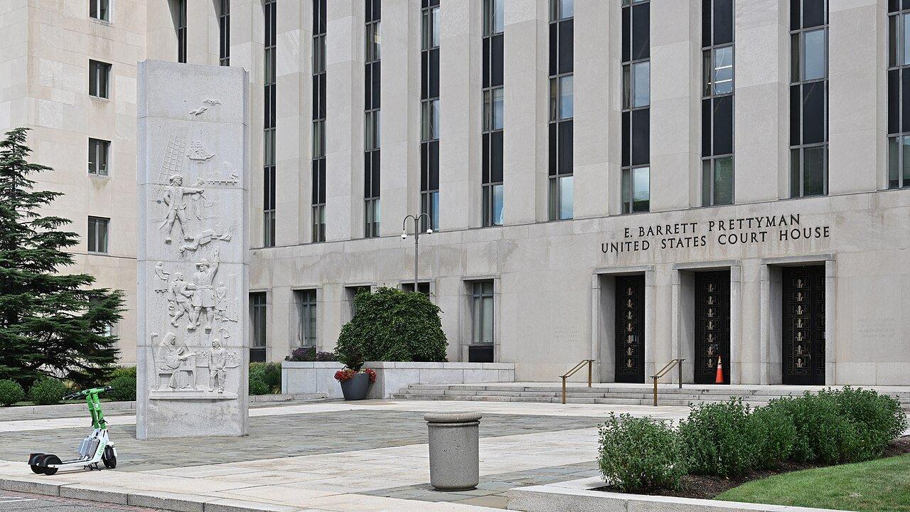 The E. Barrett Prettyman United States Courthouse on Constitution Avenue in Washington, seat of the federal district court that ordered the press passes restored, photographed in July 2026.