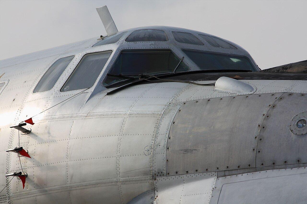 A Tupolev Tu-95MS strategic bomber, the same model that crashed, on display at the MAKS air show in Russia.