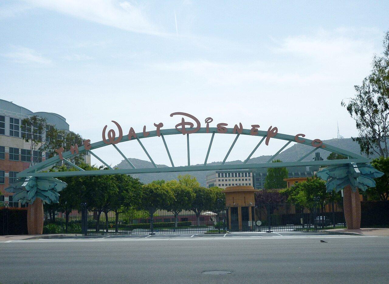 The north entrance of the Walt Disney Company headquarters in Burbank, California.