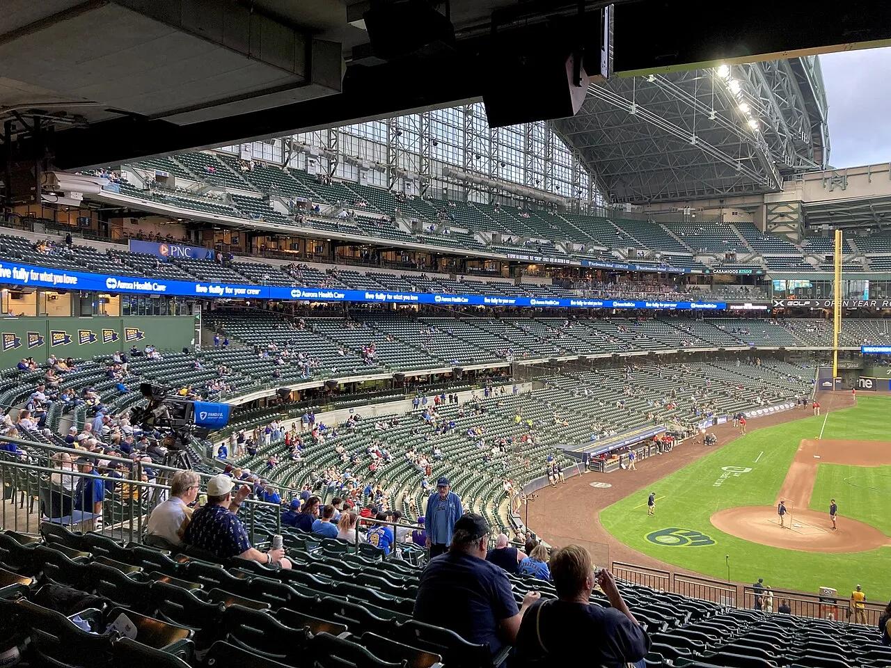 American Family Field in Milwaukee, Wisconsin, host of Games 1 and 2 of the World Series, pictured before a Brewers home game in September 2025.