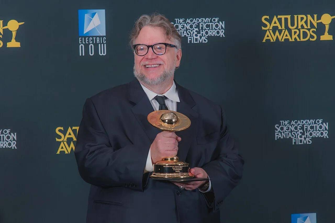 Guillermo del Toro, one of two filmmakers honoured with the Filmoteca UNAM medal in Morelia, at the Saturn Awards in March 2026.