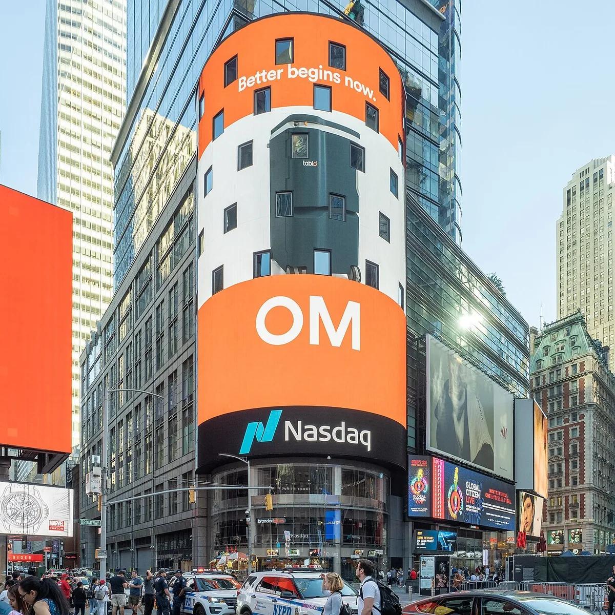 The Nasdaq MarketSite in Times Square, New York, in 2021. Anthropic has asked to list its Class A shares on the Nasdaq Global Select Market.