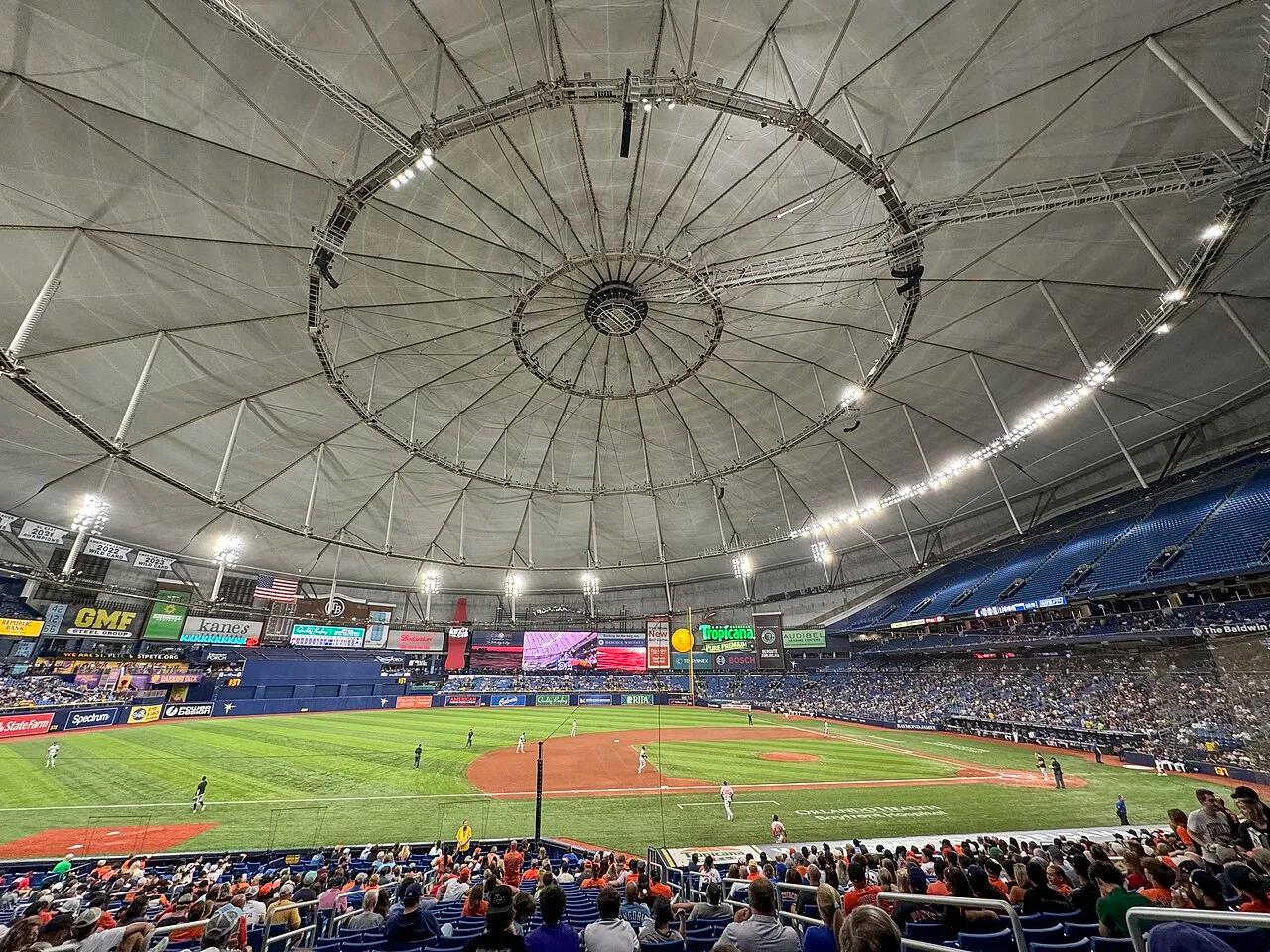 Tropicana Field, home of the Tampa Bay Rays, in St. Petersburg, Florida, in 2024.