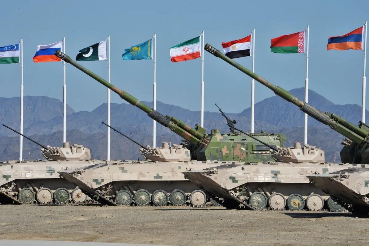 Chinese Army armoured vehicles during an exercise at the Korla military base in Xinjiang, in August 2019. The same city is now hosting Karakoram 2026.